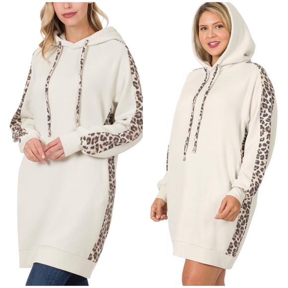 🎉 JUST ARRIVED 🎉 Sweatshirt Tunic with Leopard Print - Picture 1 of 1